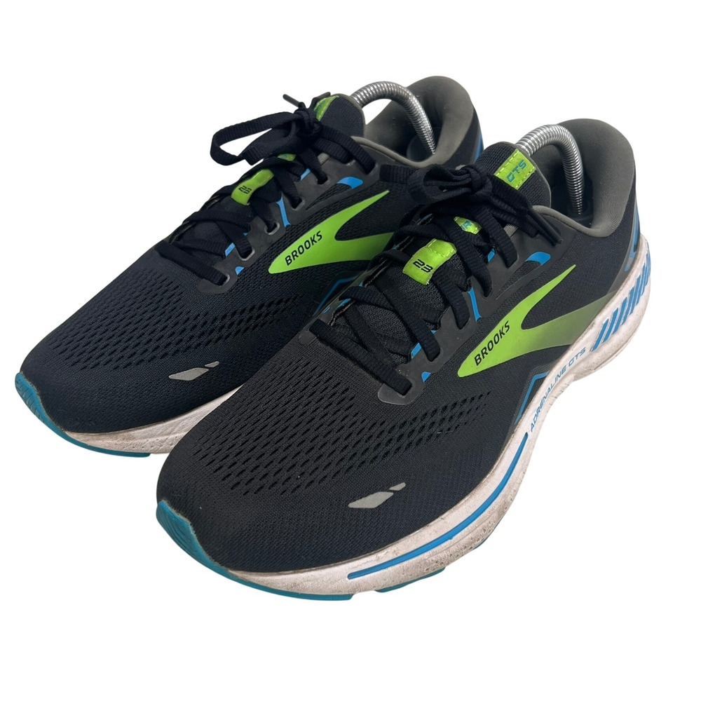 Brooks Adrenaline GTS 23 Mens 10 Running Shoes Black Lime Blue 1103911D006